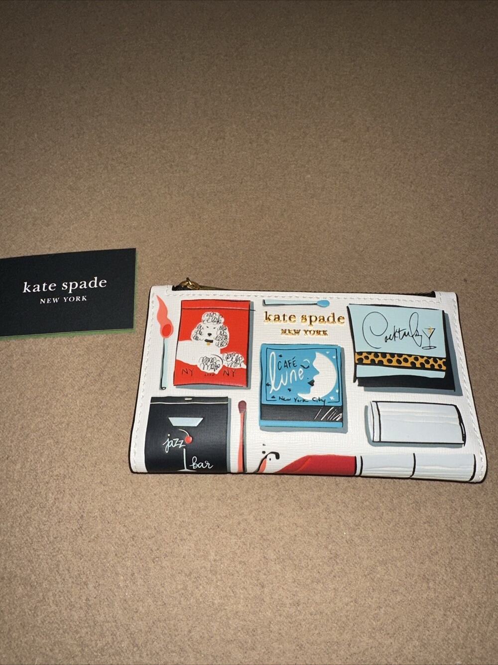 Kate Spade NY Morgan Matchbox Embossed Small Slim Bifold Wallet Brand New